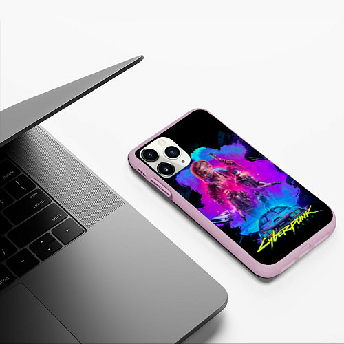 Чехол iPhone 11 Pro матовый Cyberpunk 2077 / 3D-Розовый – фото 3