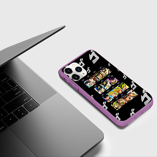 Чехол iPhone 11 Pro матовый JoJo Bizarre Adventure / 3D-Фиолетовый – фото 3
