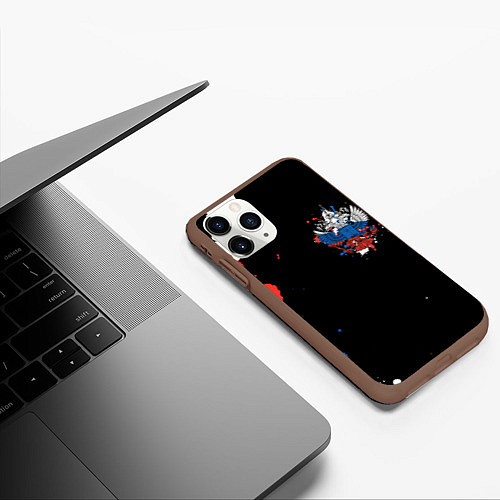 Чехол iPhone 11 Pro матовый Герб / 3D-Коричневый – фото 3
