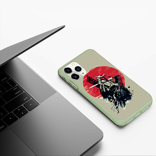 Чехол iPhone 11 Pro матовый Samurai man / 3D-Салатовый – фото 3