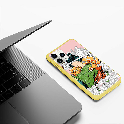 Чехол iPhone 11 Pro матовый Geisha 22 / 3D-Желтый – фото 3