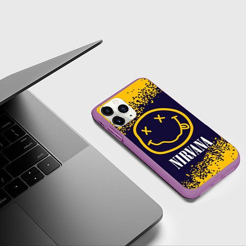 Чехол iPhone 11 Pro матовый NIRVANA НИРВАНА / 3D-Фиолетовый – фото 3