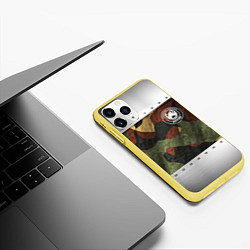 Чехол iPhone 11 Pro матовый Танковые войска РФ, цвет: 3D-желтый — фото 2