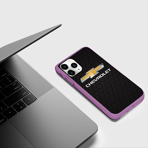 Чехол iPhone 11 Pro матовый CHEVROLET / 3D-Фиолетовый – фото 3