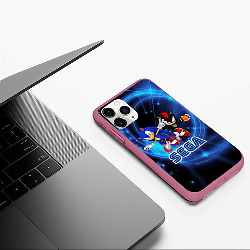 Чехол iPhone 11 Pro матовый Sonic SEGA / 3D-Малиновый – фото 3