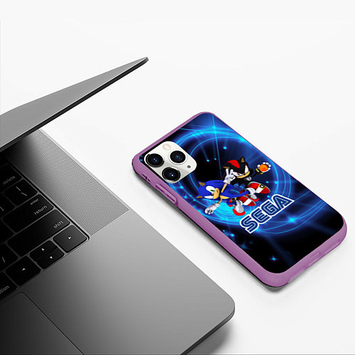 Чехол iPhone 11 Pro матовый Sonic SEGA / 3D-Фиолетовый – фото 3