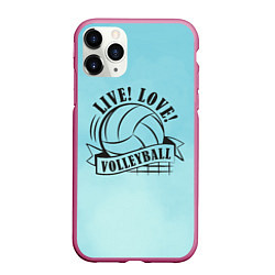 Чехол iPhone 11 Pro матовый LIVE! LOVE! VOLLEYBALL!, цвет: 3D-малиновый