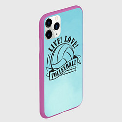 Чехол iPhone 11 Pro матовый LIVE! LOVE! VOLLEYBALL!, цвет: 3D-фиолетовый — фото 2