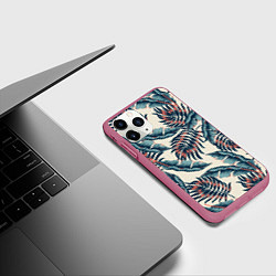 Чехол iPhone 11 Pro матовый Тихие тропики, цвет: 3D-малиновый — фото 2