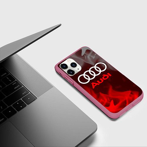Чехол iPhone 11 Pro матовый AUDI АУДИ / 3D-Малиновый – фото 3