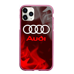 Чехол iPhone 11 Pro матовый AUDI АУДИ, цвет: 3D-малиновый
