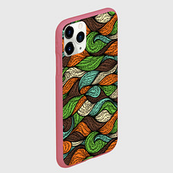 Чехол iPhone 11 Pro матовый Абстрактные волны, цвет: 3D-малиновый — фото 2