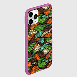 Чехол iPhone 11 Pro матовый Абстрактные волны, цвет: 3D-фиолетовый — фото 2