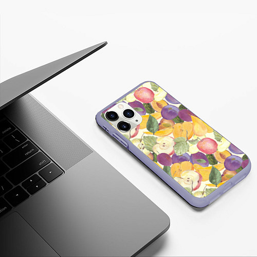 Чехол iPhone 11 Pro матовый Фрукты Фруктовый сад / 3D-Светло-сиреневый – фото 3
