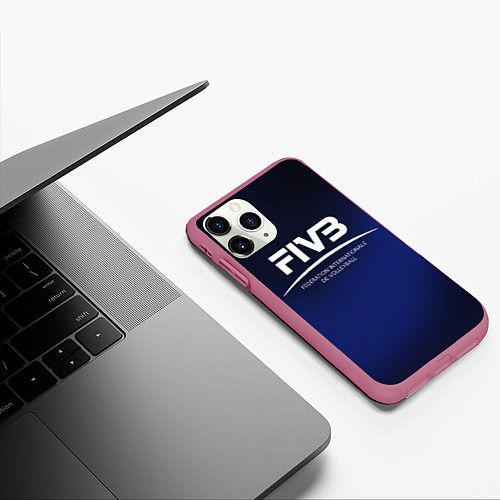 Чехол iPhone 11 Pro матовый FIVB Volleyball / 3D-Малиновый – фото 3