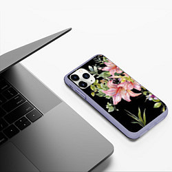 Чехол iPhone 11 Pro матовый Букет лилий, цвет: 3D-светло-сиреневый — фото 2