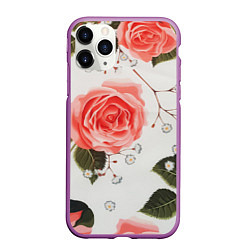 Чехол iPhone 11 Pro матовый Нежные розы, цвет: 3D-фиолетовый