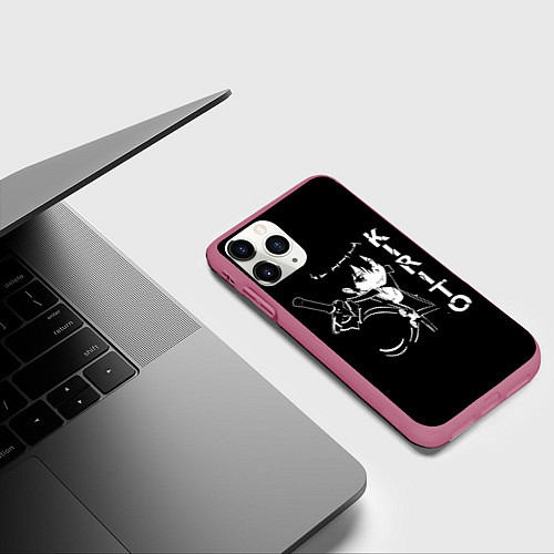 Чехол iPhone 11 Pro матовый Kirito / 3D-Малиновый – фото 3
