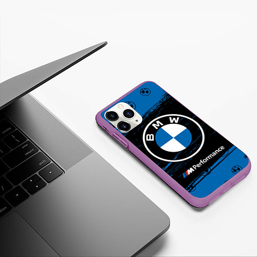 Чехол iPhone 11 Pro матовый BMW БМВ / 3D-Фиолетовый – фото 3