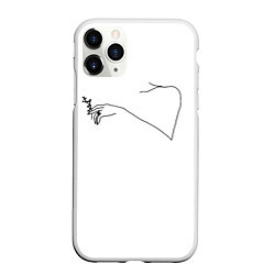 Чехол iPhone 11 Pro матовый Минимализм рука и цветок, цвет: 3D-белый