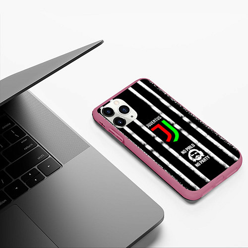 Чехол iPhone 11 Pro матовый Ювентус / 3D-Малиновый – фото 3
