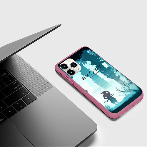 Чехол iPhone 11 Pro матовый Ghost of Tsushima / 3D-Малиновый – фото 3