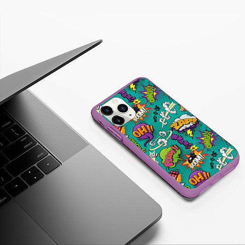 Чехол iPhone 11 Pro матовый Pop art comics / 3D-Фиолетовый – фото 3