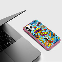 Чехол iPhone 11 Pro матовый Pop art comics, цвет: 3D-малиновый — фото 2