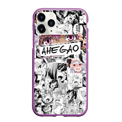 Чехол iPhone 11 Pro матовый Ахегао Ahegao, цвет: 3D-фиолетовый