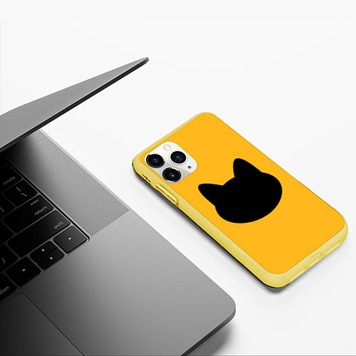 Чехол iPhone 11 Pro матовый Мордочка коти / 3D-Желтый – фото 3