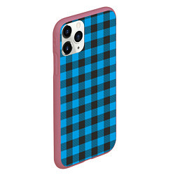 Чехол iPhone 11 Pro матовый Голубая клетка, цвет: 3D-малиновый — фото 2