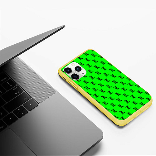 Чехол iPhone 11 Pro матовый Эл паттерн зеленый / 3D-Желтый – фото 3