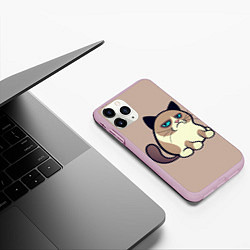 Чехол iPhone 11 Pro матовый Великий Grumpy Cat, цвет: 3D-розовый — фото 2