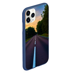 Чехол iPhone 11 Pro матовый Дорога, цвет: 3D-тёмно-синий — фото 2