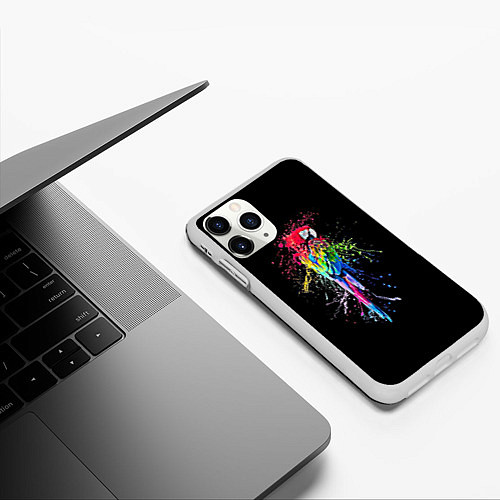 Чехол iPhone 11 Pro матовый Попугай / 3D-Белый – фото 3