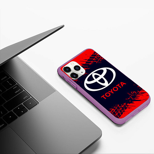 Чехол iPhone 11 Pro матовый TOYOTA ТОЙОТА / 3D-Фиолетовый – фото 3