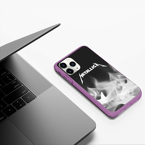 Чехол iPhone 11 Pro матовый METALLICA МЕТАЛЛИКА / 3D-Фиолетовый – фото 3