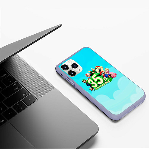 Чехол iPhone 11 Pro матовый Mario / 3D-Светло-сиреневый – фото 3