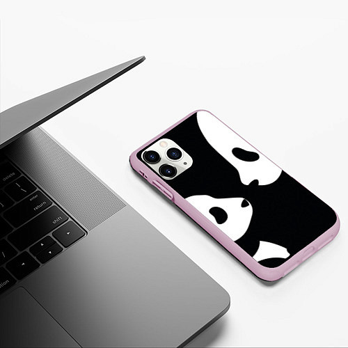 Чехол iPhone 11 Pro матовый Panda / 3D-Розовый – фото 3