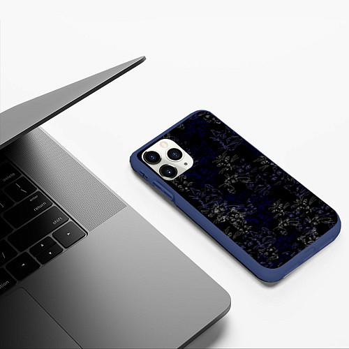 Чехол iPhone 11 Pro матовый Ночные кошечки / 3D-Тёмно-синий – фото 3