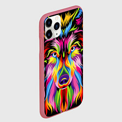 Чехол iPhone 11 Pro матовый Neon wolf, цвет: 3D-малиновый — фото 2
