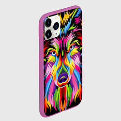 Чехол iPhone 11 Pro матовый Neon wolf, цвет: 3D-фиолетовый — фото 2