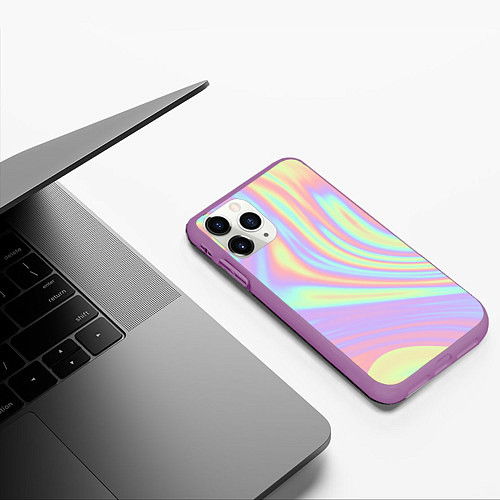 Чехол iPhone 11 Pro матовый Vaporwave / 3D-Фиолетовый – фото 3