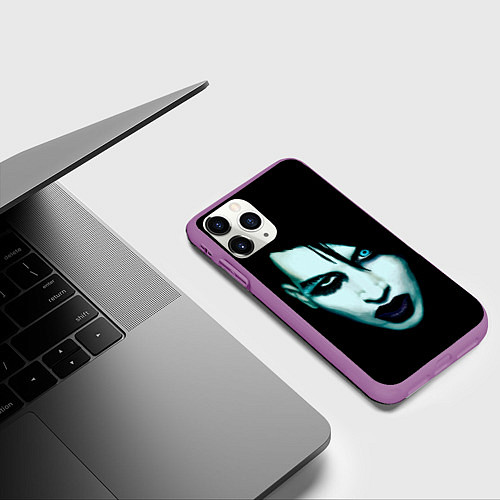 Чехол iPhone 11 Pro матовый Marilyn Manson / 3D-Фиолетовый – фото 3