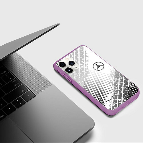 Чехол iPhone 11 Pro матовый Mercedes-Benz / 3D-Фиолетовый – фото 3