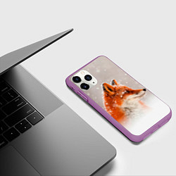 Чехол iPhone 11 Pro матовый Лиса и снег, цвет: 3D-фиолетовый — фото 2