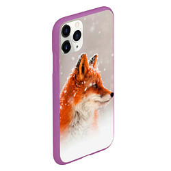 Чехол iPhone 11 Pro матовый Лиса и снег, цвет: 3D-фиолетовый — фото 2