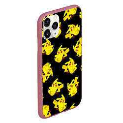 Чехол iPhone 11 Pro матовый Веселый пикачу, цвет: 3D-малиновый — фото 2