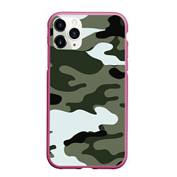 Чехол iPhone 11 Pro матовый Camouflage 2, цвет: 3D-малиновый