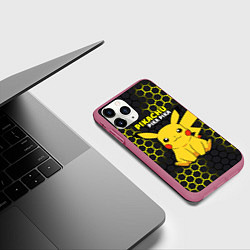 Чехол iPhone 11 Pro матовый Pikachu Pika Pika, цвет: 3D-малиновый — фото 2